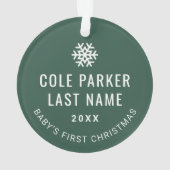 Baby eerste Kerstmis Modern Green Stripes Foto Ornament (achterkant)