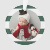 Baby eerste Kerstmis Modern Green Stripes Foto Ornament (voorkant)