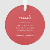 Baby Eerste Kerstmis Moderne Baby Ornament (achterkant)