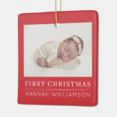 Baby Eerste Kerstmis Moderne Minimale Foto Keramisch Ornament (Links)