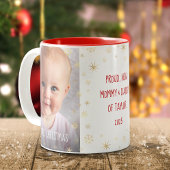Baby eerste Kerstmis Nieuwe mam Pap Snowflakes 2 F Tweekleurige Koffiemok