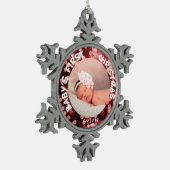 Baby Eerste Kerstmis - Persoonlijke foto Tin Sneeuwvlok Ornament (Links)