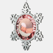 Baby Eerste Kerstmis - Persoonlijke foto Tin Sneeuwvlok Ornament (Rechts)
