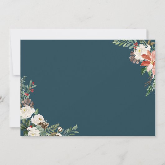 Baby eerste Kerstmis: Poinsettia Ivory Floral Foto Feestdagenkaart (Achterkant)