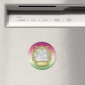 Baby Eerste Kerstmis Rode Groene Gele Stippen Magneet (Insitu (Vaatwasser))