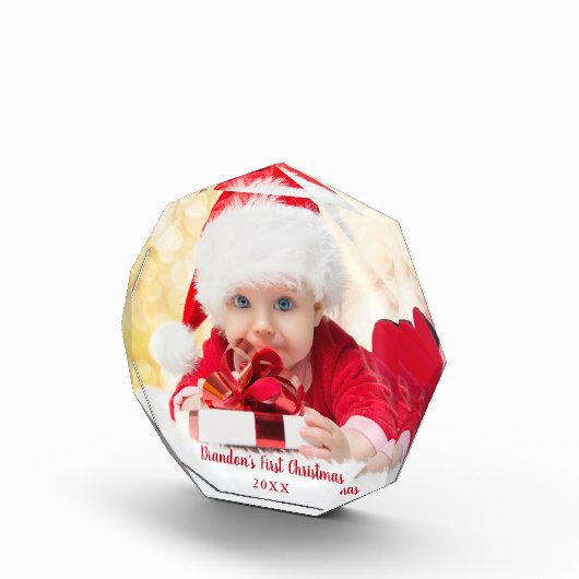 Baby Eerste Kerstmis Rode Script O Fotoblokken (Rechts)