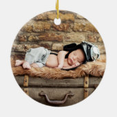 Baby eerste Kerstmis Rood Moose PHOTO BACK RD Keramisch Ornament (Achterkant)