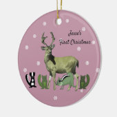 Baby Eerste Kerstmis Roze Bosdieren Ornament (Links)