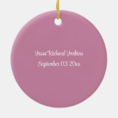 Baby Eerste Kerstmis Roze Bosdieren Ornament (Achterkant)