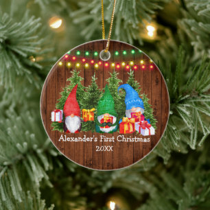 Baby Eerste Kerstmis Rustic Keramisch Ornament