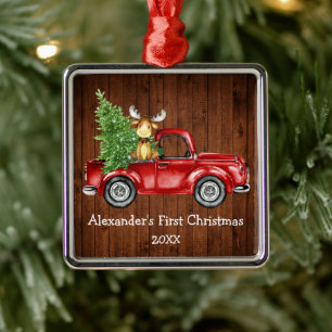 Baby Eerste Kerstmis Rustige Vrachtwagen Metalen Ornament