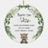 Baby eerste Kerstmis: Safari Dieren geboorte Stats Keramisch Ornament (Achterkant)