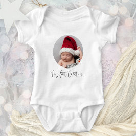 Baby Eerste Kerstmis Script Aangepaste Circulaire  Romper