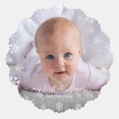 Baby Eerste Kerstmis Sneeuwvlok Grootouders Script Ornament Kaart (Voorkant)