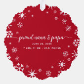 Baby Eerste Kerstmis Sneeuwvlok Grootouders Script Ornament Kaart (Achterkant)