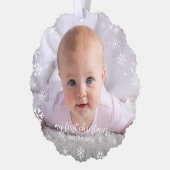 Baby Eerste Kerstmis Sneeuwvlok Grootouders Script Ornament Kaart (Links)