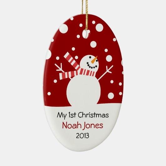Baby Eerste Kerstmis Snowman Keramisch Ornament (Rechts)