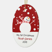 Baby Eerste Kerstmis Snowman Keramisch Ornament (Links)