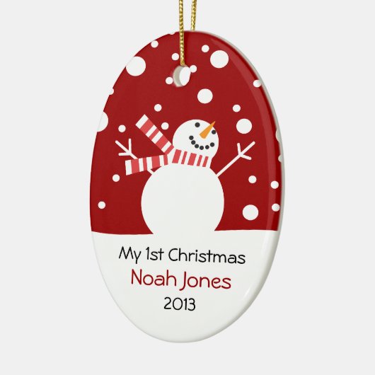 Baby Eerste Kerstmis  Snowman Keramisch Ornament (Links)