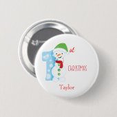 Baby Eerste Kerstmis Snowman Ronde Button 5,7 Cm (Voorkant /achterkant)