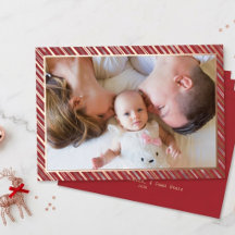 Baby Eerste Kerstmis Streep Frame Foto Roze Goud