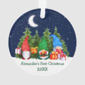 Baby Eerste Kerstmis Waterverf Gnomen Trees Ornament (achterkant)