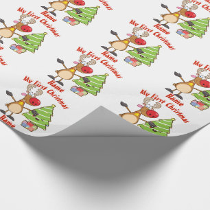 Baby EERSTE Kerstmis WRAPPING Rendier Custom Cadeaupapier