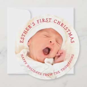 Baby Eerste kerstnaam Foto met kerstmis Feestdagenkaart