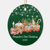 Baby eerste kerstontbijtgordelroodlampjes keramisch ornament (Links)