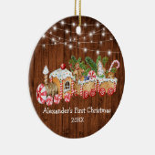 Baby eerste kerstontbijtontbijt met houten lust keramisch ornament (Rechts)