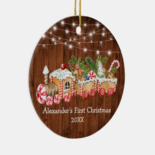 Baby eerste kerstontbijtontbijt met houten lust keramisch ornament (Rechts)