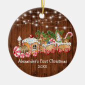 Baby eerste kerstontbijtontbijt met houten lust keramisch ornament (Voorkant)