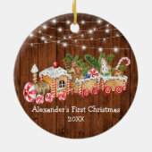 Baby eerste kerstontbijtontbijt met houten lust keramisch ornament (Achterkant)