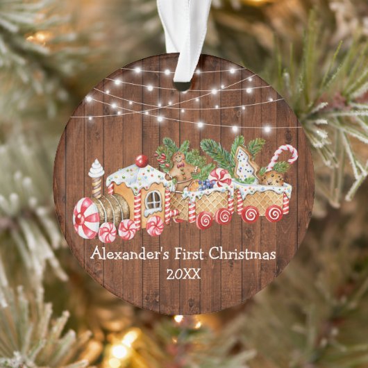 Baby eerste kerstontbijtontbijt met houten lust ornament (Boom)