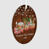 Baby eerste kerstontbijtontbijt met houten lust ornament (voorkant)