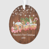 Baby eerste kerstontbijtontbijt met houten lust ornament (voorkant)