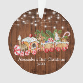 Baby eerste kerstontbijtontbijt met houten lust ornament (voorkant)