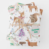 Baby Eerste Kerstrendier Voeg Baby naam toe Inpakpapier Vel (In situ)