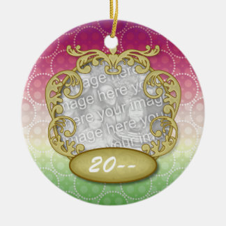 Baby eerste kerstrood Geel Stip Keramisch Ornament