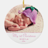 Baby eerste kerstroze babymeisje Foto Keramisch Ornament (Achterkant)