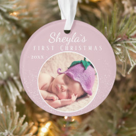 Baby eerste kerstroze babymeisje Foto Ornament