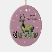 Baby eerste kerstroze bosdiersieraad keramisch ornament (Rechts)