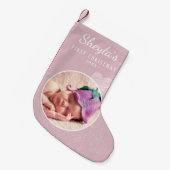 Baby eerste kerstroze foto kleine kerstsok (Voorkant (Hangend))