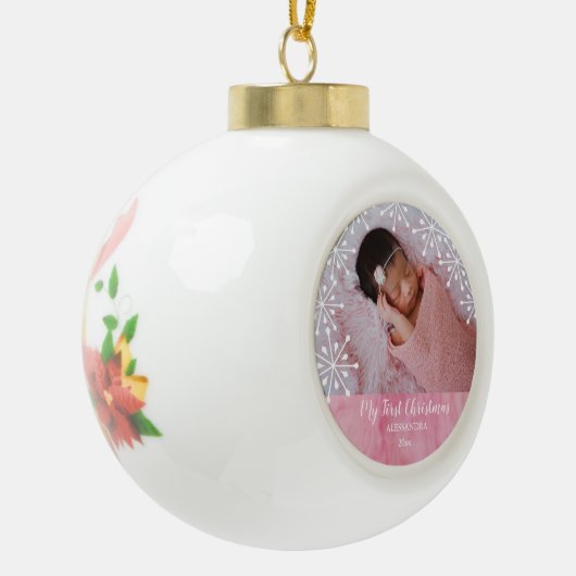 Baby Eerste Kerstroze keramische keramische kerstb Keramische Bal Ornament (Links)
