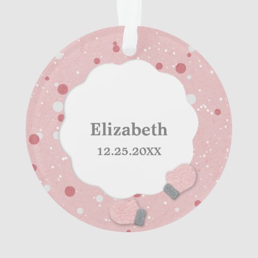 Baby eerste kerstroze Mittens fotoversiering Ornament (achterkant)