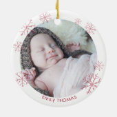 Baby Eerste Kerstroze Snowflake Girl Naam Keramisch Ornament (Achterkant)