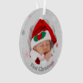 Baby eerste kerstroze snowflakes foto ornament (voorkant)