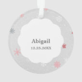 Baby eerste kerstroze snowflakes foto ornament (achterkant)