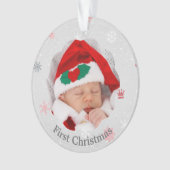 Baby eerste kerstroze snowflakes foto ornament (voorkant)