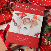 Baby Eerste kerstscript Fotokerstrood Feestdagenkaart
